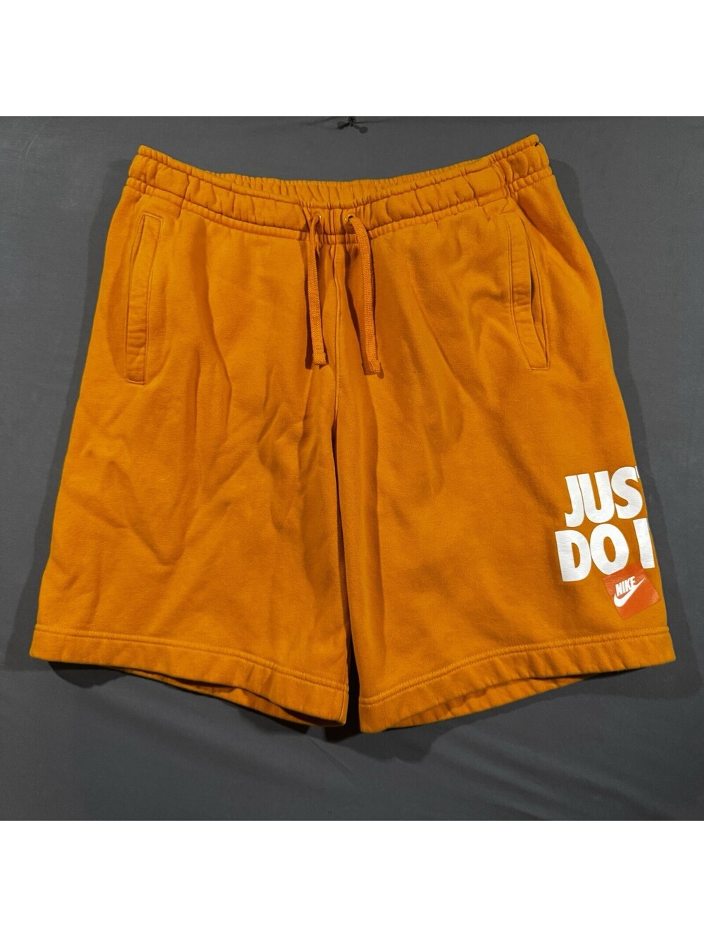 Nike Just Do It Fleece Shorts Gold Ochre Mustard Yellow Pocket Mens L